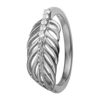 Christina Collect 925 sterling sølv Fjær vakker ring med åpen fjær med 5 hvite topas, modell 2.15.A